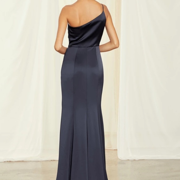 Amsale Kaia Satin Gown Dress - Navy Size 0 - NWT GB132S - Picture 2 of 4